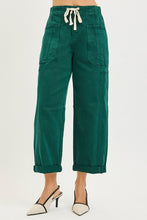 Load image into Gallery viewer, Risen Jeans-  Hunter green wide leg cropped barrel jeans

