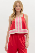 Load image into Gallery viewer, BELLA- Woven wide strap contrast border top
