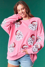 Load image into Gallery viewer, Pink Sequin Santa Claus oversized sweatshirt

