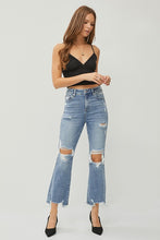 Load image into Gallery viewer, PLUS RISEN JEANS- High Rise semi wide (ankle flare) distressed jeans RDP5712X
