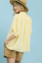 Load image into Gallery viewer, Gingham print Lemon and white collar top
