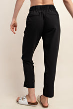 Load image into Gallery viewer, PLUS TWYLA- Black designer inspired crinkle woven ankle pants
