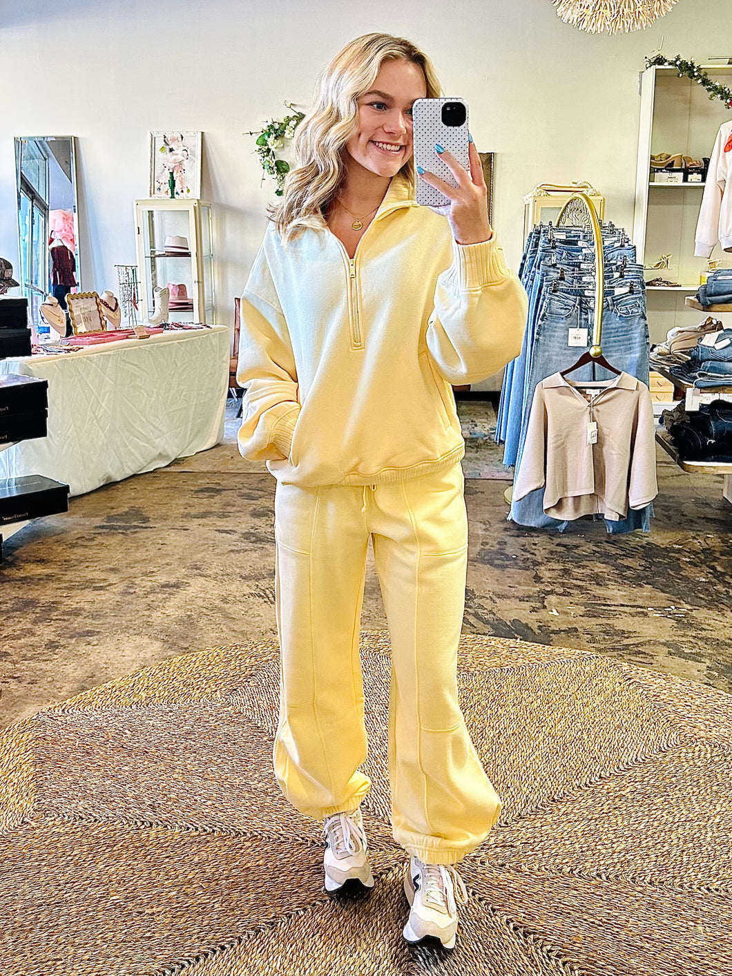 Buttery yellow scuba soft cocoon pants two piece set