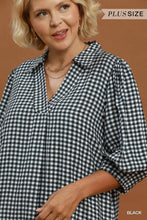 Load image into Gallery viewer, UMGEE Plus Gingham print black midi length dress
