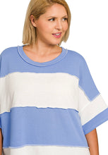 Load image into Gallery viewer, Curvy Chunky stripe powder blue boxy top
