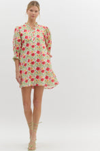 Load image into Gallery viewer, GLORY- Floral print elasticated ¾ sleeve pullover mini swing dress
