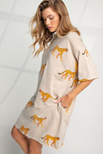 Load image into Gallery viewer, SAFARI- Khaki cheetah print oversized tshirt dress with pockets
