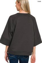 Load image into Gallery viewer, Black quarter sleeve scuba pullover top
