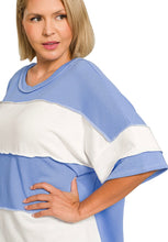 Load image into Gallery viewer, Curvy Chunky stripe powder blue boxy top
