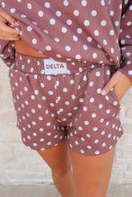 Load image into Gallery viewer, Brown &amp; Blue Dot Delta Mockneck Set
