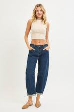 Load image into Gallery viewer, PLUS RISEN JEANS- Slouchy Cropped Barrel textured jeans PG21300 Dark
