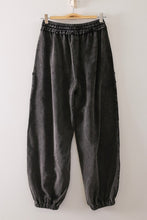 Load image into Gallery viewer, Black mineral washed two piece jogger set
