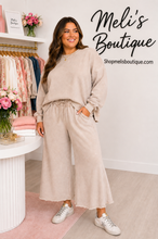 Load image into Gallery viewer, Plus ash mocha fleece two piece cropped wide leg sweatsuit
