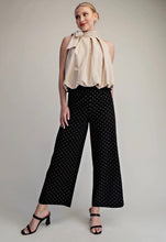 Load image into Gallery viewer, Black mini polka dot black wide leg lightweight denim
