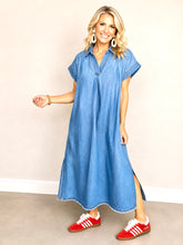 Load image into Gallery viewer, UMGEE- Denim collar neck midi length denim dress
