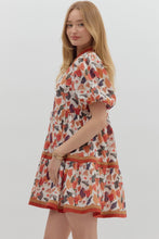 Load image into Gallery viewer, Paris-Fall Multicolor floral print contrast hem dress
