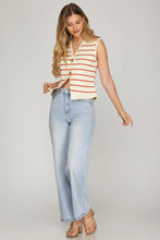 Load image into Gallery viewer, NITSA- Red striped sleeveless vest gold buttons
