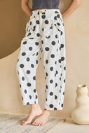 Plus Polka dot white/black lightweight denim barrel jeans