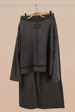 Load image into Gallery viewer, Two piece mineral washed black wide leg set
