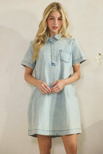 Load image into Gallery viewer, Vintage light wash denim shirt dress
