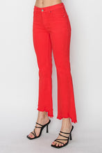 Load image into Gallery viewer, PLUS RISEN JEANS- Mid Rise straight distressed hem fiesta red pants RDP5813X
