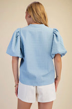 Load image into Gallery viewer, Restocked ‼️ Julia- Powder Blue textured puff sleeve top
