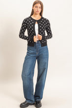 Load image into Gallery viewer, Black  polka dot button up cardigan
