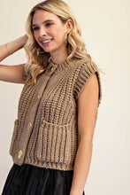 Load image into Gallery viewer, Lyndy- Taupe thick knit Gold Button Vest
