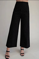 Black mini polka dot black wide leg lightweight denim