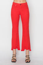 Load image into Gallery viewer, PLUS RISEN JEANS- Mid Rise straight distressed hem fiesta red pants RDP5813X
