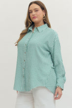 Load image into Gallery viewer, Curvy sized Nina-Kelly Green oversized button down top

