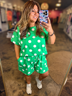 Plus Polka Dot two piece shorts Heather Kelly green Set