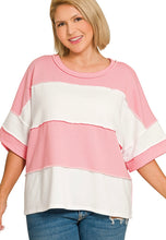 Load image into Gallery viewer, Curvy Chunky stripe pink boxy top
