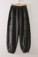 Load image into Gallery viewer, Black mineral washed two piece jogger set
