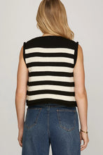 Load image into Gallery viewer, LALA- Black large Gold button Down Striped Vest

