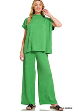Load image into Gallery viewer, Kelly Green mock neck ribbed two piece set
