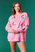 Load image into Gallery viewer, Pink Sequin Santa Claus oversized sweatshirt

