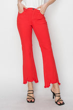 Load image into Gallery viewer, PLUS RISEN JEANS- Mid Rise straight distressed hem fiesta red pants RDP5813X
