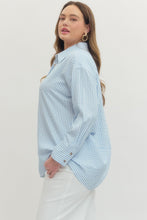 Load image into Gallery viewer, Curvy sized Nina-Light Blue oversized button down top
