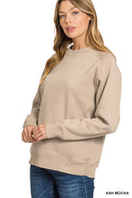 Load image into Gallery viewer, Morgan- Ash Mocha Ribbed side raglan sweatshirt
