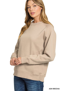 Morgan- Ash Mocha Ribbed side raglan sweatshirt