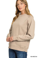 Plus Morgan- Ash Mocha Ribbed side raglan sweatshirt
