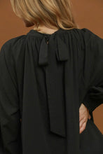 Load image into Gallery viewer, UMGEE- Black balloon sleeve back bow tie dress

