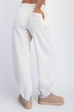 Load image into Gallery viewer, Two piece fleece lined off the shoulder sweatshirt with barrel sweatpants set
