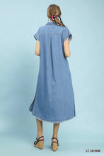 Load image into Gallery viewer, Umgee Denim raw hem midi length dress
