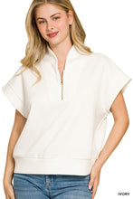 Load image into Gallery viewer, Ivory scuba half zip up top
