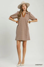 Load image into Gallery viewer, UMGEE Geometric print chestnut half zip contrast dress
