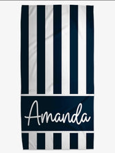 Load image into Gallery viewer, Classic Personalized Cabana stripe beach towel ( Preorder 2 weeks from order date)
