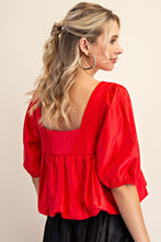 Load image into Gallery viewer, Red glam bubble hem top
