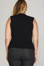 Load image into Gallery viewer, IZET Curvy sizes- Black sleeveless vest featuring gold buttons
